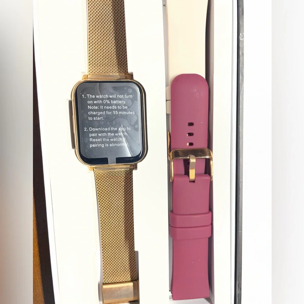 Tikland I60 Smart Watch Fitness Tracker - Gold Case with 3 Bands - NEW(No Cable)